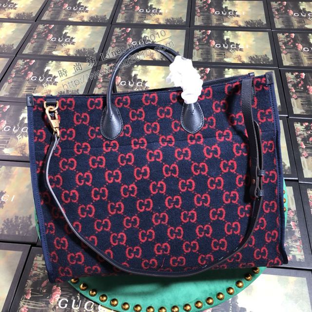 Gucci包 古馳女包 598169藍絨 Gucci新款購物包 Gucci手提肩背女包  gudj1415